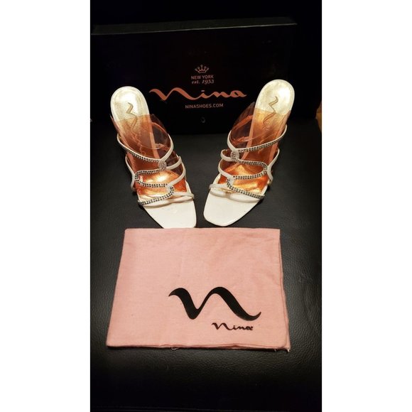 Nina Shoes Crystal Strapless Sandal Size 8.5M - Picture 1 of 9